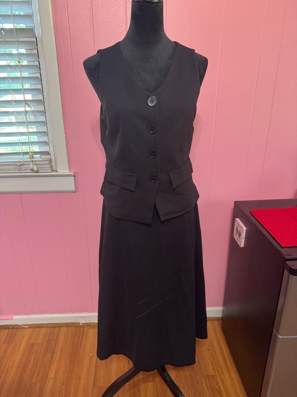 Halogen Black Midi Vest  Dress